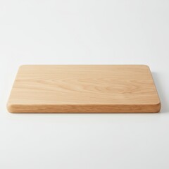 Rectangular wooden cutting board on white background, natural kitchen accessory for food preparation, culinary styling, chopping surface or rustic home cooking presentation