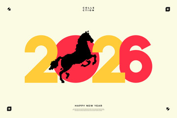 A vibrant and modern design showcasing the year 2026 in a dynamic color combinations