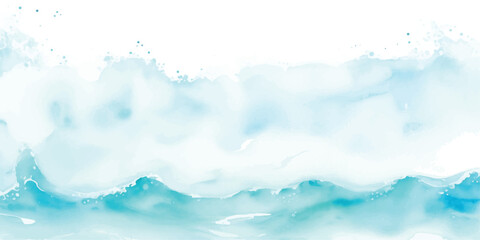 Abstract Watercolor Texture in Light Blue and Green Tones with Smooth Transitions and Faded Edges. Minimal Watercolor Background in Soft Pastel Tones with Gentle Brush Flow on White Paper © Imran