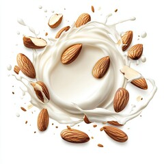 Hyper realistic 3d render Almond Milk Splash: Creamy Delight AI Generative
