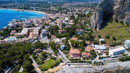 Scenic Coastal View of a Vibrant Town and Beautiful Beaches at Midday