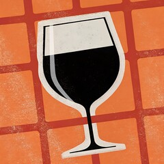Red Wine Glass Illustration for Bar Menu & Drink Concepts