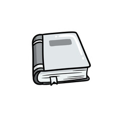 Stylized cartoon illustration of a classic closed hardcover book with a bookmark symbolizing study knowledge wisdom and literature ideal for educational graphic design elements