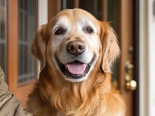 selective focus, dog happily greeting its owner