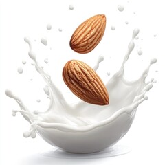 Hyper realistic 3d render Almond Milk Splash: Delicious, Nutritious, and Vibrant AI Generative