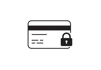 Secure Credit Card Payment Icon – Black and White Financial Security Symbol
