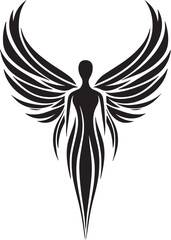Fototapeta premium Symbolic Angelic Figure Silhouette with Stylized Feathers and Wings