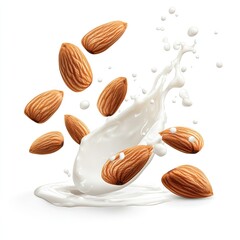 Hyper realistic 3d render Almond Milk Splash: Delicious & Nutritious AI Generative