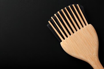 A wooden-handled artisan brush with fine bristles rests on a textured black surface, perfect for various painting and craft tasks