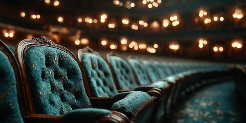 Elegant vintage theater seats provide a glimpse into rich history and dramatic performances at an evening event