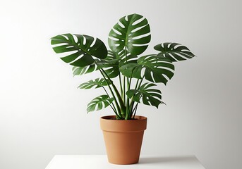Obraz premium Monstera plant in a pot isolated on white background