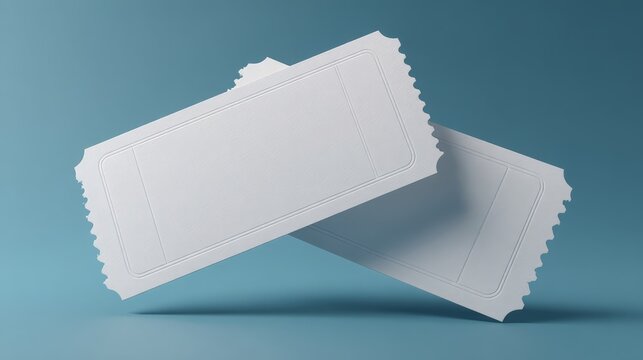 Floating blank white tickets mockup template, event admission design and raffle promotion template
