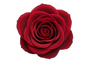 Close up of a red rose bloom isolated on white background
