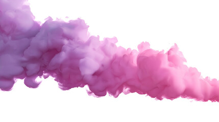 Fototapeta premium Pink and purple smoke plume against a white background