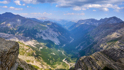 View of the Pineta Balcony in the Pineta Valley. In the Ordesa y Monte Perdido Natural Park, Pyrenees, province of Huesca, Aragon, Spain.