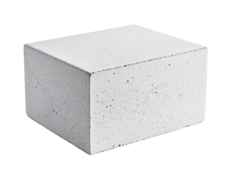 Gray concrete block isolated on white, building material for construction.