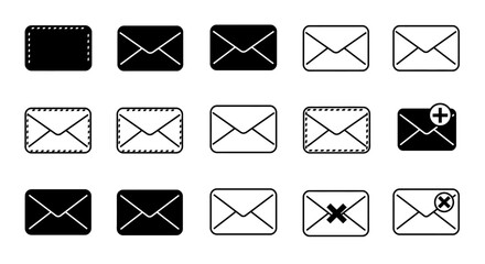 Minimal Envelope Icon – Black and White Vector Illustration for Print, Web, and Apps