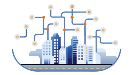 Obraz premium Smart City Brain Grid Cityscape With - AI Dashboard Vector