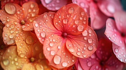 Vivid macro shot of floral beauty enhanced with water droplets