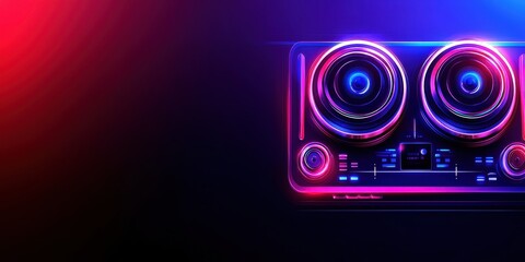 Neon DJ Mixer Visual with Vibrant Colorful Lights and Dark Background