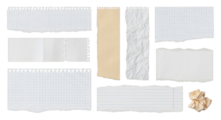 Collection of torn paper scraps for creative use isolated PNG with Transparent Background