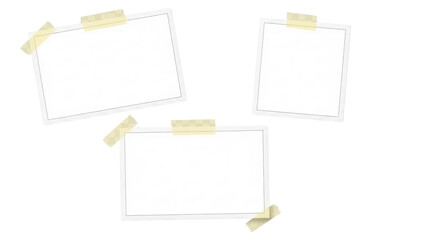 Set of blank photo frames with adhesive tape isolated PNG with Transparent Background