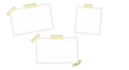 Set of blank photo frames with adhesive tape isolated PNG with Transparent Background