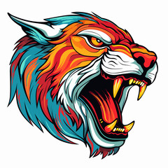 Tiger in vector pop art style. T-shirt and stickers template