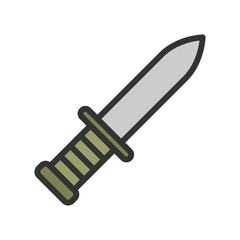 Vector illustration of a Knife in solid line style isolated in white background