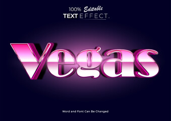 3d Pink neon Las Vegas text effect. Neon Font style Effect. Editable text effect.	