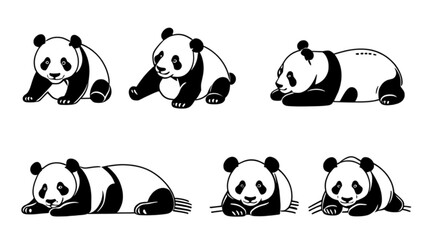 Fototapeta premium さまざまな動作をするパンダセット｜Various Panda Poses Set