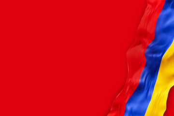 A bright background featuring the Armenian national flag in a 3D rendering design. Copy space.