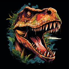 Fototapeta premium Tyrannosaurus rex dinosaur portrait in vector pop art style