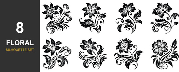 Creative Black & White Line Art Flora: Versatile Vector Illustrations for Any Print or Web Project
