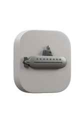 3d Gray Submarine Icon Isolated with Transparent Background