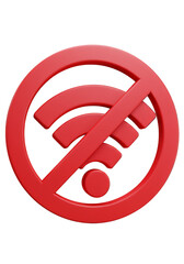 3d Illustration of a Red No Wifi Symbol Wireless Connection Internet