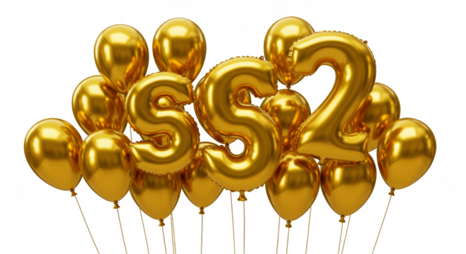3d Golden Balloons Number Two Celebration Party Decoration Anniversary