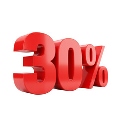 3D Illustration of Thirty Percent Discount Isolated on Transparent