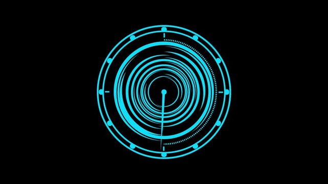 Futuristic animated clock design with rotating circular elements and glowing neon interface. Perfect for digital time HUDs, sci-fi UIs, countdown visuals, and modern tech overlays.
 - Powered by Adobe