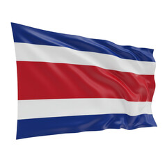 Fototapeta premium 3D Render Costa Rica National Flag Waving in Wind With Transparent