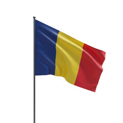 Fototapeta premium 3d Render of Chad and Romanian Flag Waving in Transparent Background