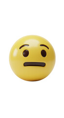 3D Render of Neutral Expression Yellow Emoji Transparent Background