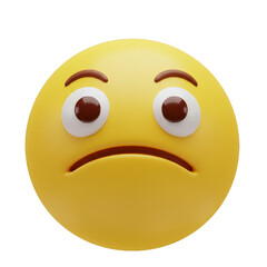 Fototapeta premium 3D Render of a Sad Yellow Emoji Face Isolated on Transparent Background