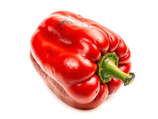 Fresh red bell pepper isolated on white background, perfect for food, culinary, and healthy lifestyle concepts. Generative AI