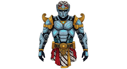 Cybernetic Warrior Futuristic Armor and Traditional Design Fusion
