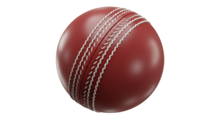 3d Rendered Red Cricket Ball Leather Stitched Equipment Isolated on Black
