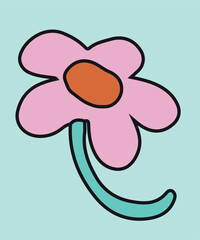 Flat Design Illustration with Flower Doodle Style
