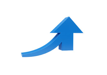 3d Rendering Arrow Pointing Up Blue Sign Direction on Transparent Background