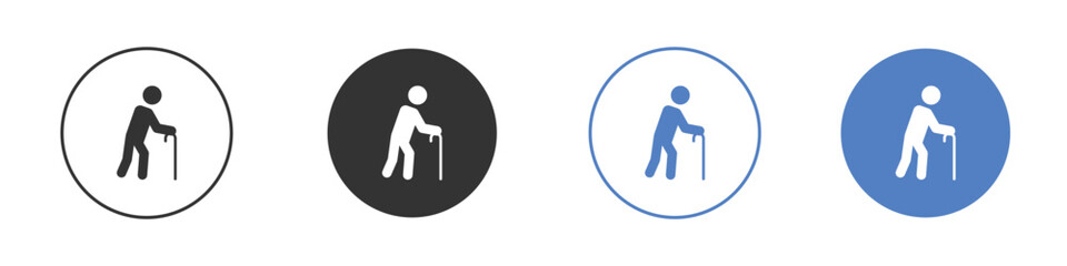 Person walking with cane icon vector, Symbol, logo illustrations