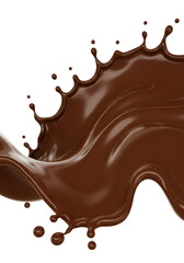 3D Rendering Chocolate Splash Isolated with Transparent Background